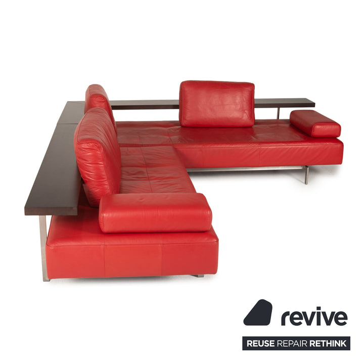 Rolf Benz Dono Leder Ecksofa Rot Couch Sofa