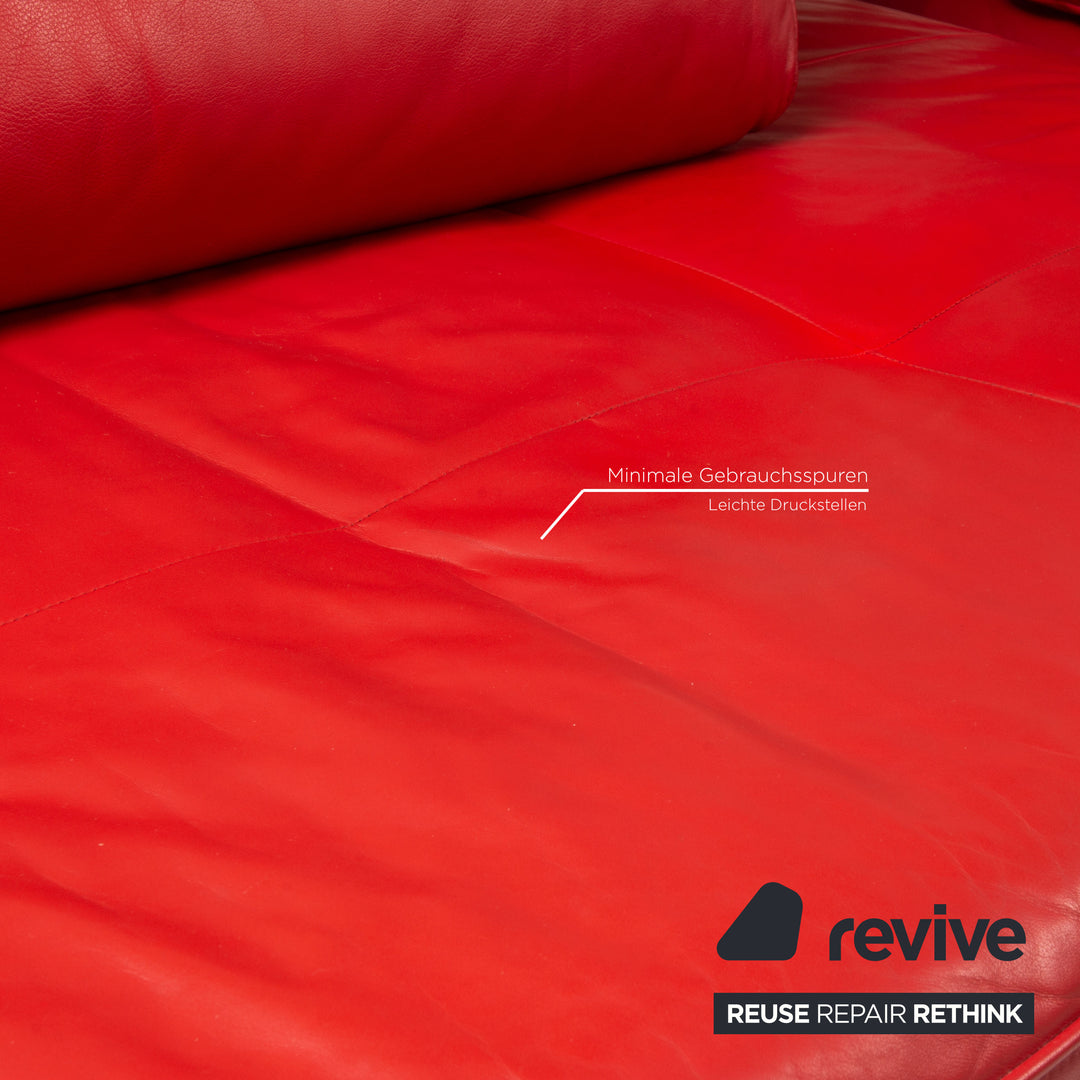 Rolf Benz Dono Leder Ecksofa Rot Couch Sofa