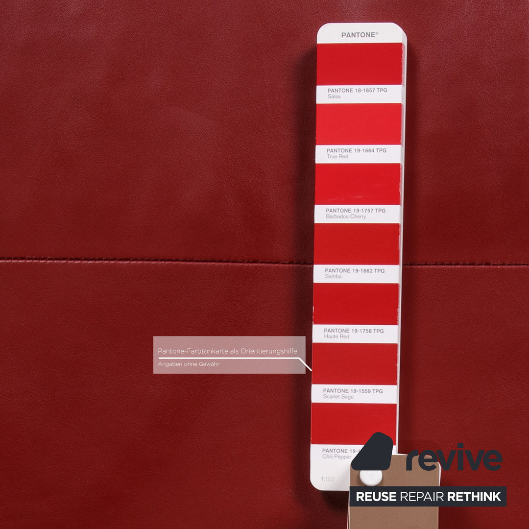 Rolf Benz Dono Leder Sofa Rot Dreisitzer