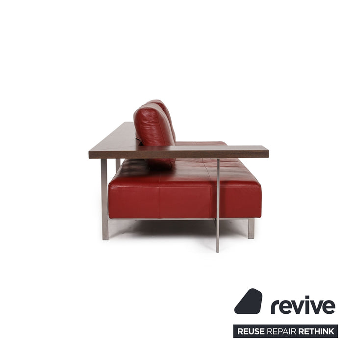 Rolf Benz Dono Leder Sofa Rot Dreisitzer