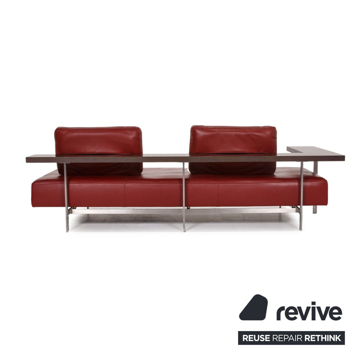 Rolf Benz Dono Leder Sofa Rot Dreisitzer