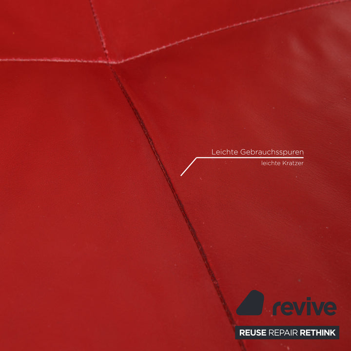 Rolf Benz Dono Leder Sofa Rot Dreisitzer