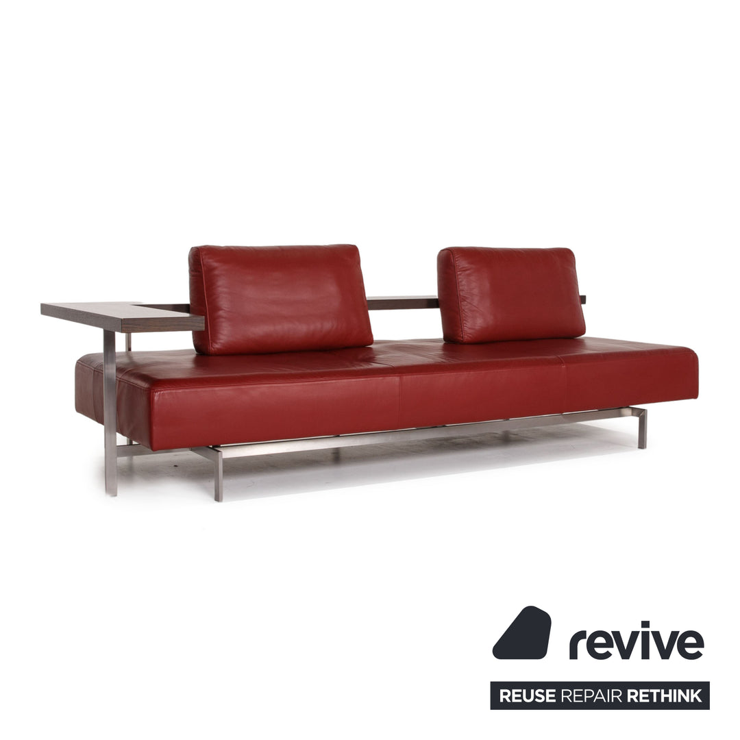 Rolf Benz Dono Leder Sofa Rot Dreisitzer