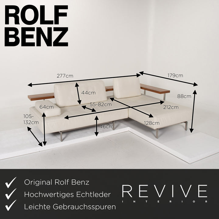 Rolf Benz Dono Canapé en cuir Blanc Canapé d'angle #14147