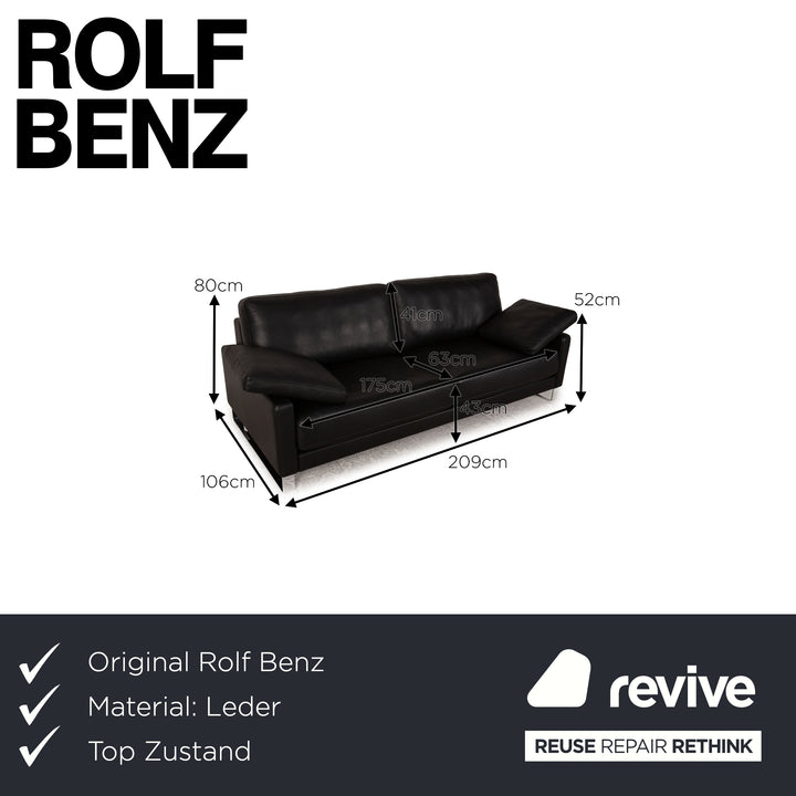 Rolf Benz Ego Leder Dreisitzer Schwarz Sofa Couch