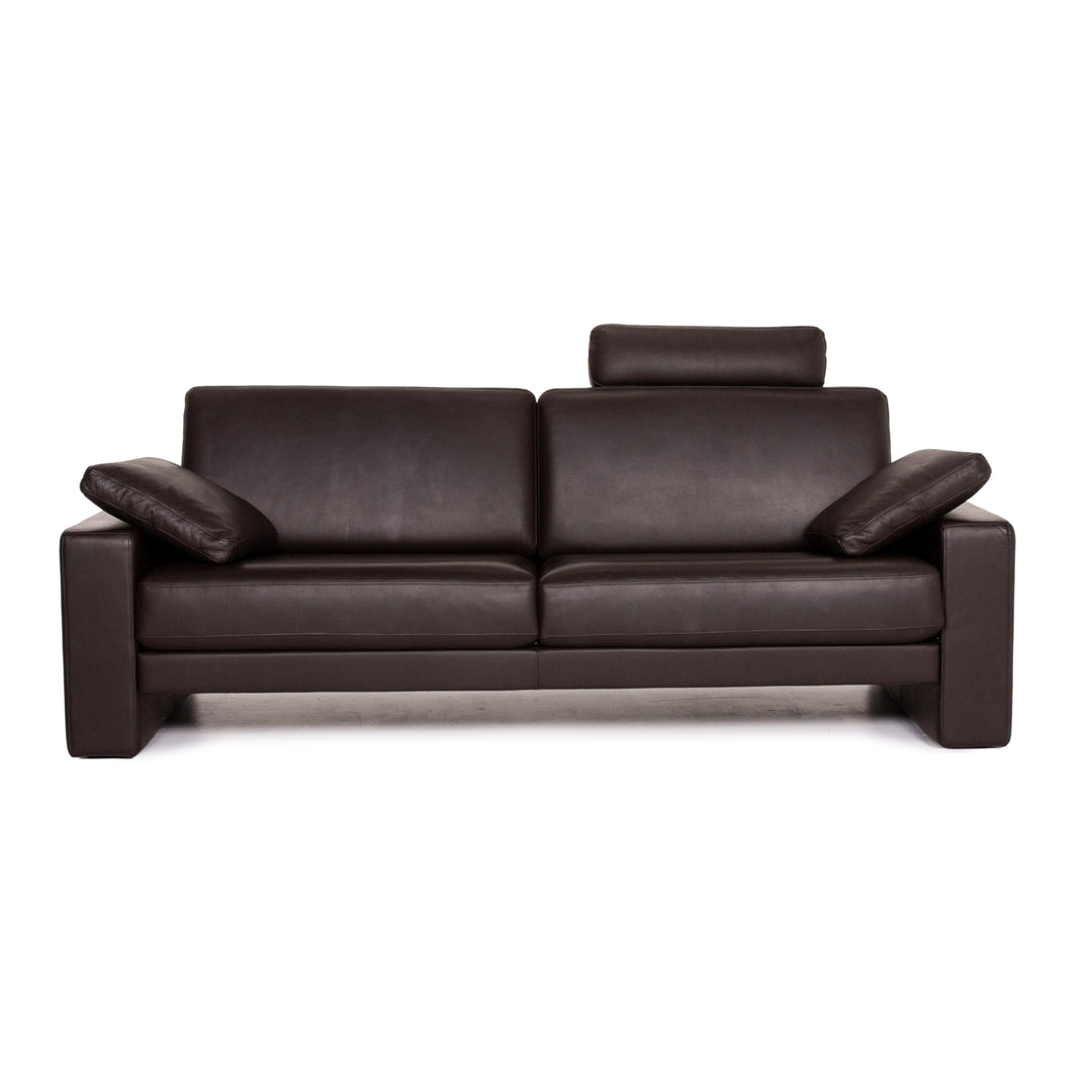 Rolf Benz Ego leather sofa dark brown brown three-seater couch #14162