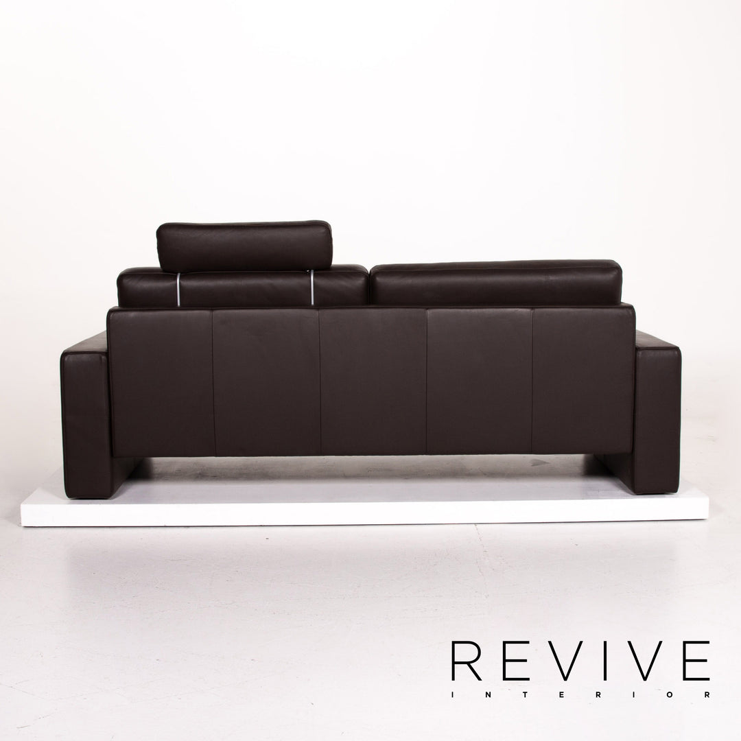 Rolf Benz Ego leather sofa dark brown brown three-seater couch #14162