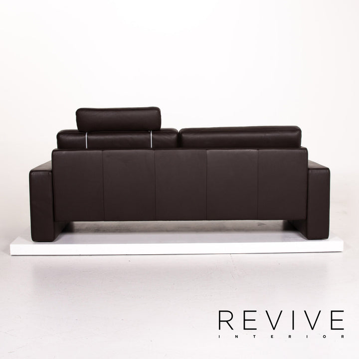 Rolf Benz Ego leather sofa dark brown brown three-seater couch #14162