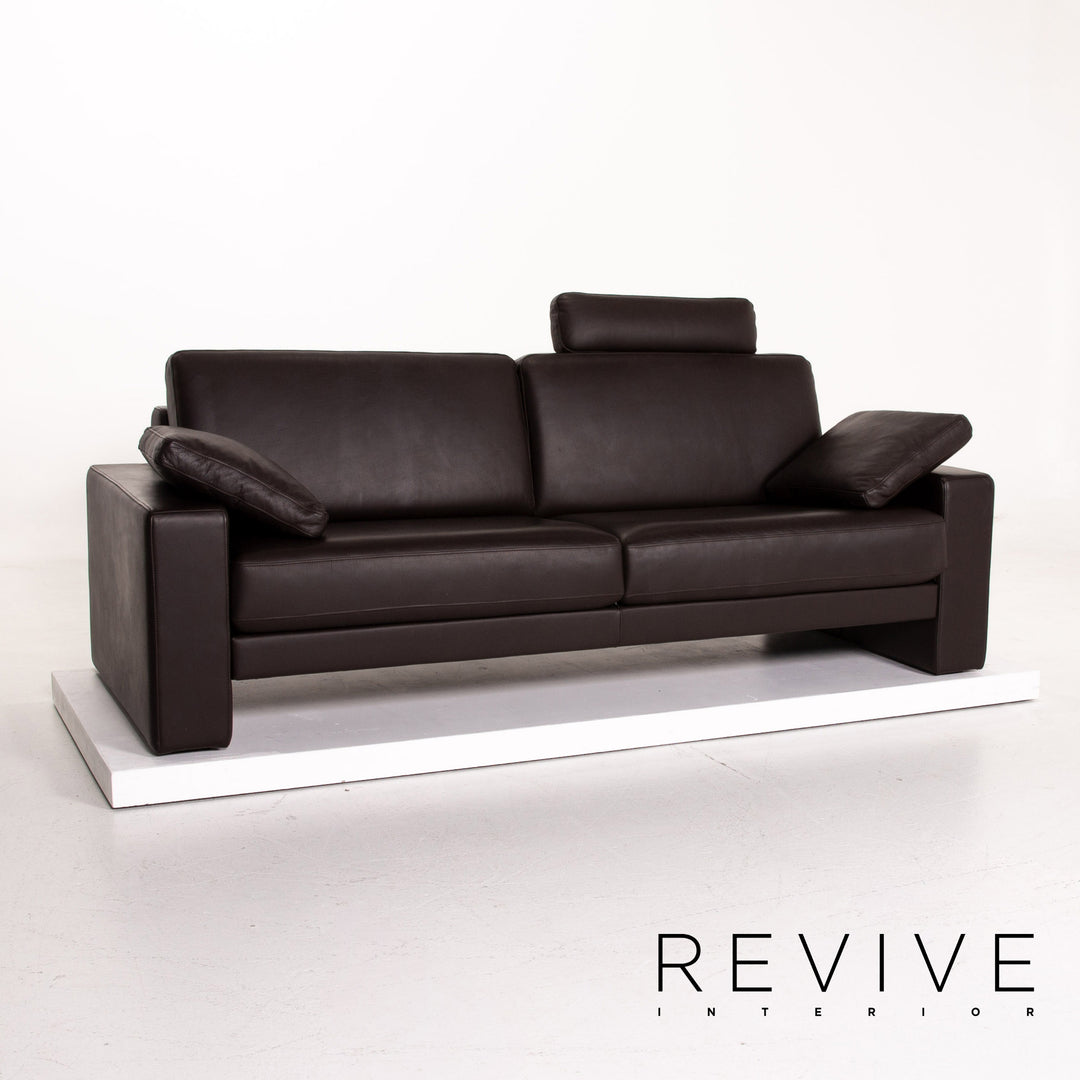 Rolf Benz Ego leather sofa dark brown brown three-seater couch #14162