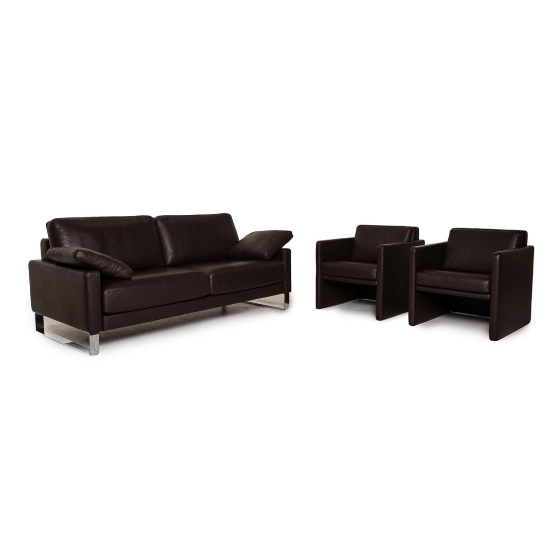 Rolf Benz Ego Leder Sofa Garnitur Dunkelbraun Zweisitzer  2x Sessel Couch