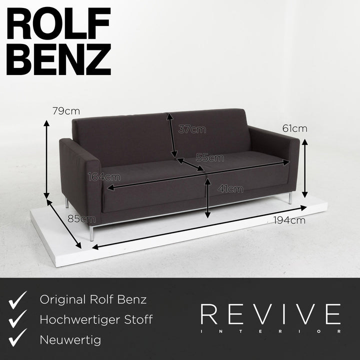 Rolf Benz Freistil 141 Stoff Sofa Anthrazit Dreisitzer Couch #13431