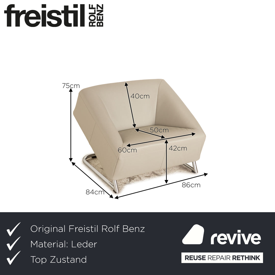 Rolf Benz Freistil 192 Leder Sessel Hellgrau
