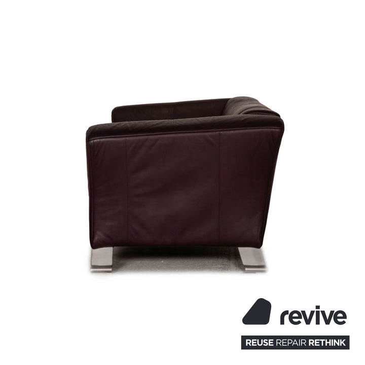 Rolf Benz HSE 322 Leder Sofa Aubergine Zweisitzer Couch