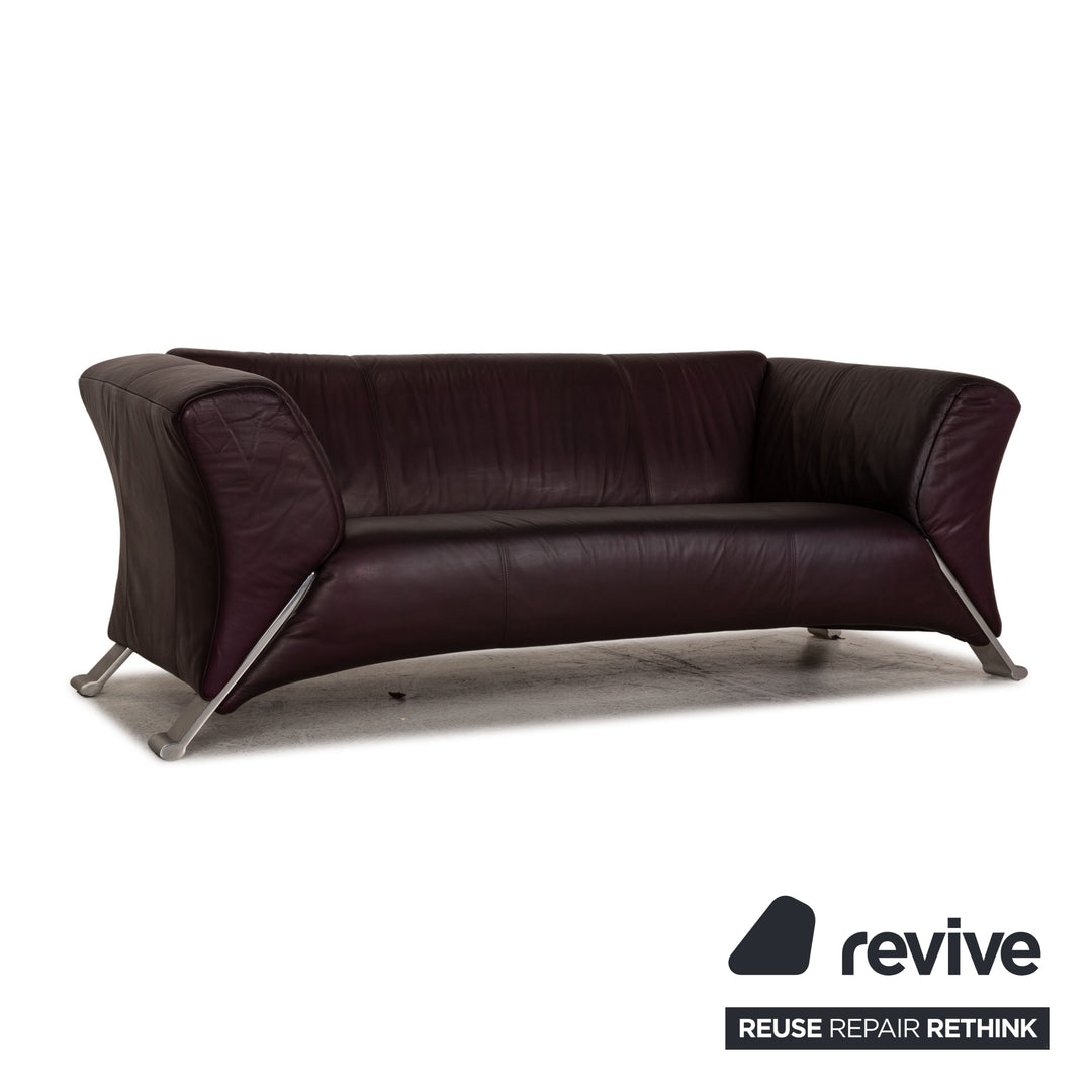 Rolf Benz HSE 322 Leder Sofa Aubergine Zweisitzer Couch