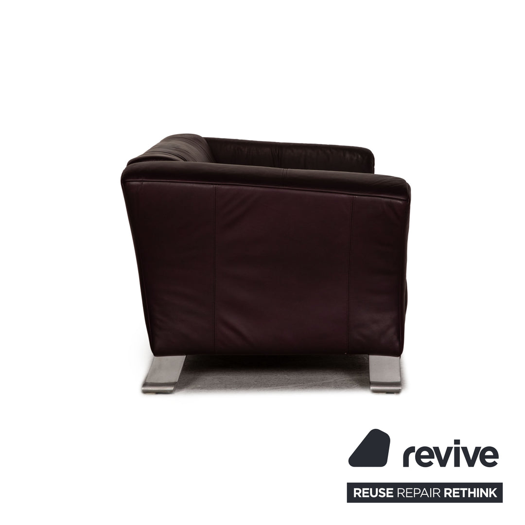 Rolf Benz HSE 322 Leder Sofa Aubergine Zweisitzer Couch
