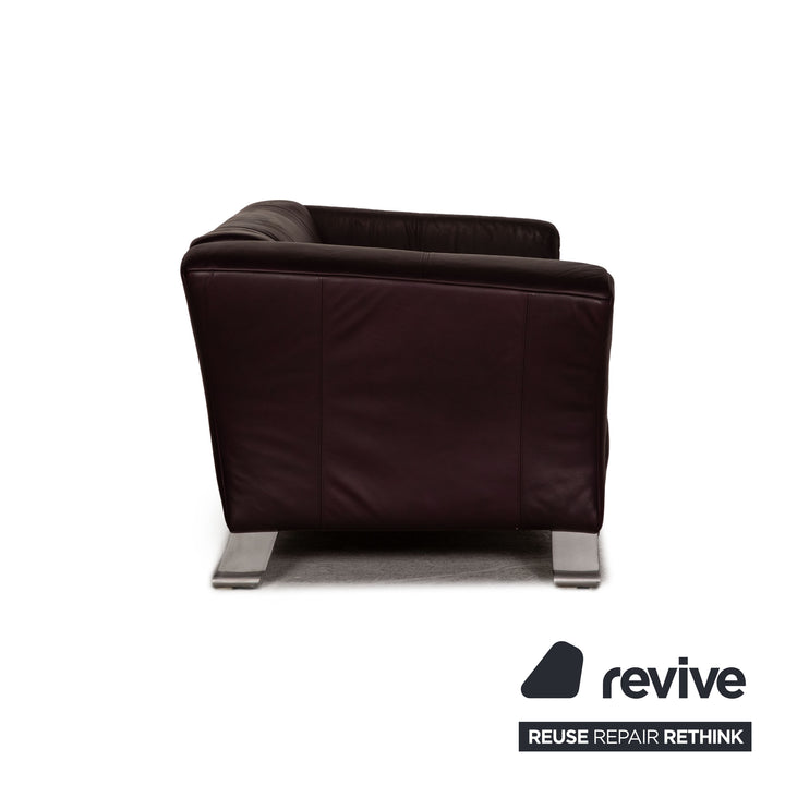 Rolf Benz HSE 322 Leder Sofa Aubergine Zweisitzer Couch