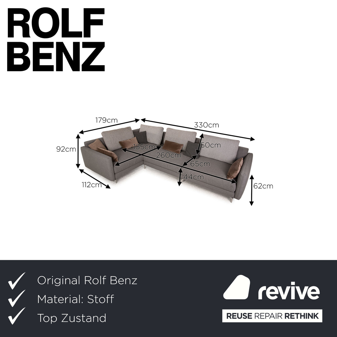 Rolf Benz Jola Stoff Ecksofa Grau Sofa Couch Recamiere links