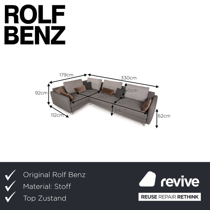 Rolf Benz Jola Stoff Ecksofa Grau Sofa Couch Recamiere links