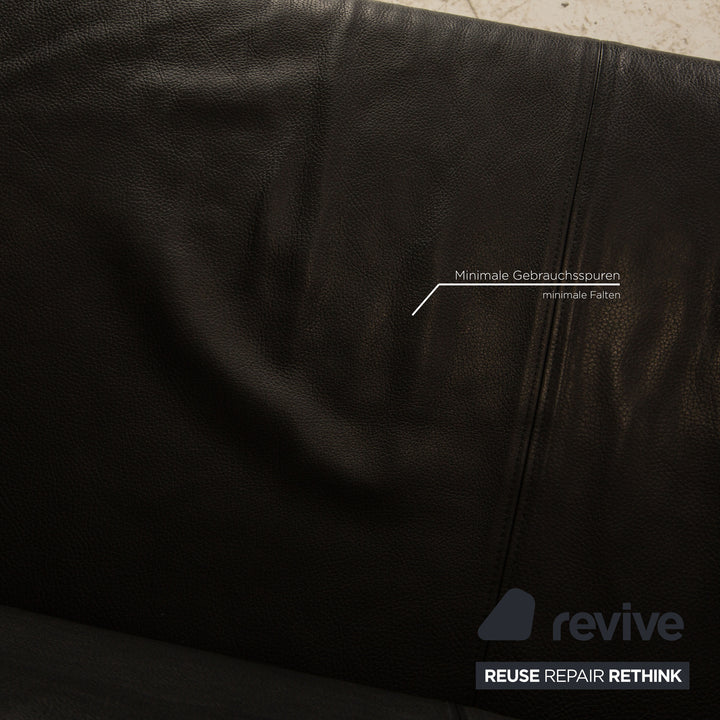 Rolf Benz Leder Dreisitzer Schwarz Sofa Couch