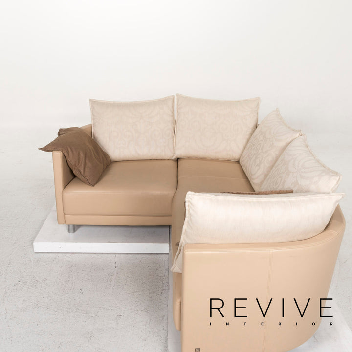 Rolf Benz Leder Ecksofa Beige Creme Sofa Couch #12911