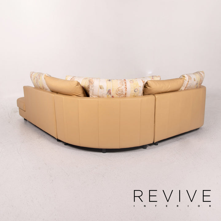 Rolf Benz Leather Corner Sofa Beige Patterned Sofa Couch #13610