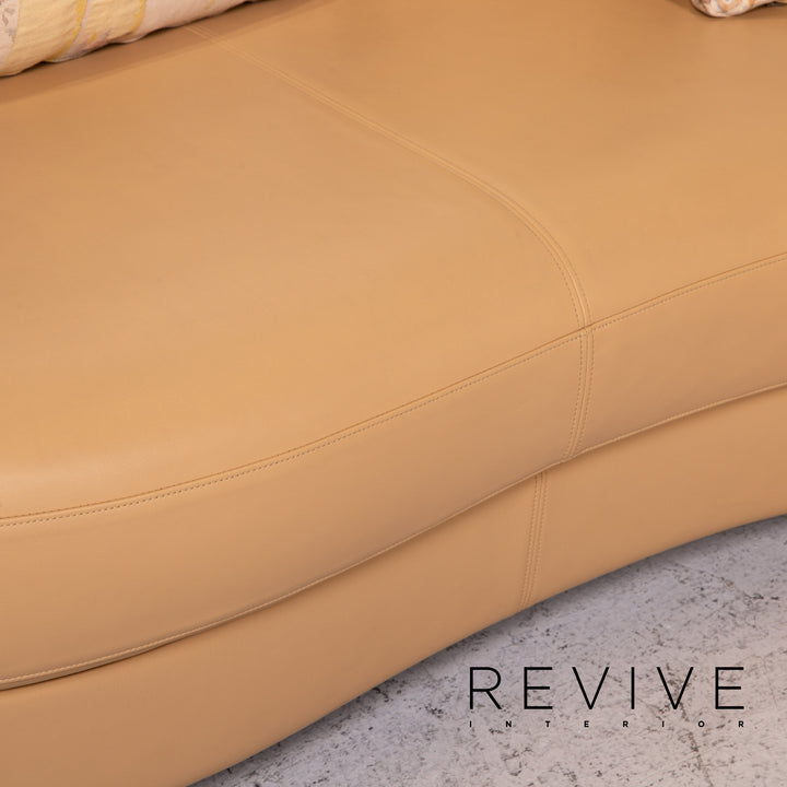 Rolf Benz Leather Corner Sofa Beige Patterned Sofa Couch #13610