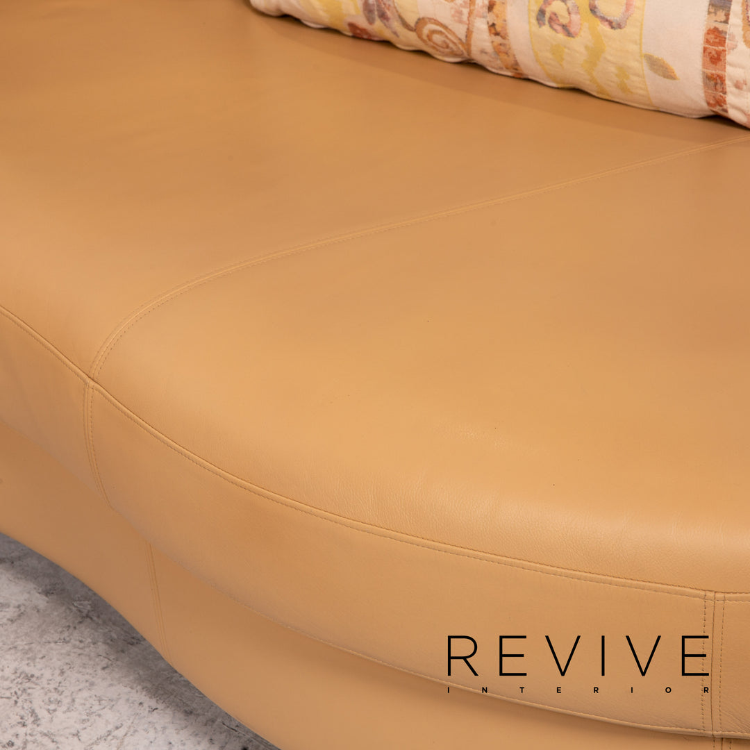 Rolf Benz Leather Corner Sofa Beige Patterned Sofa Couch #13610