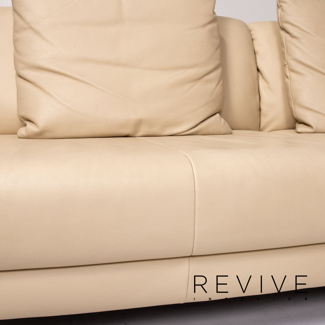 Rolf Benz Leder Ecksofa Beige Sofa Couch #13591