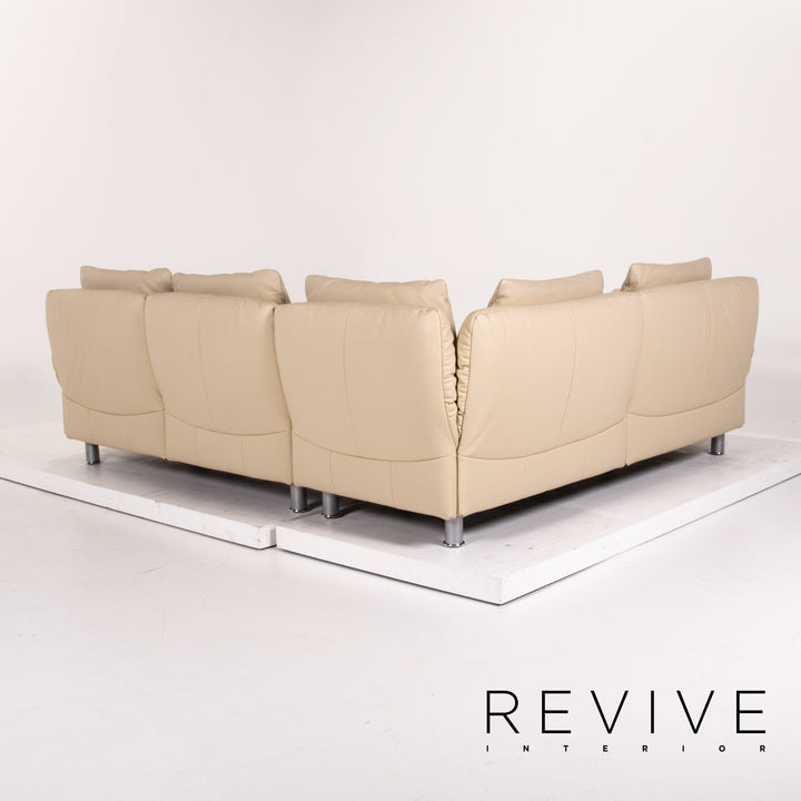 Rolf Benz Leder Ecksofa Beige Sofa Couch #13591
