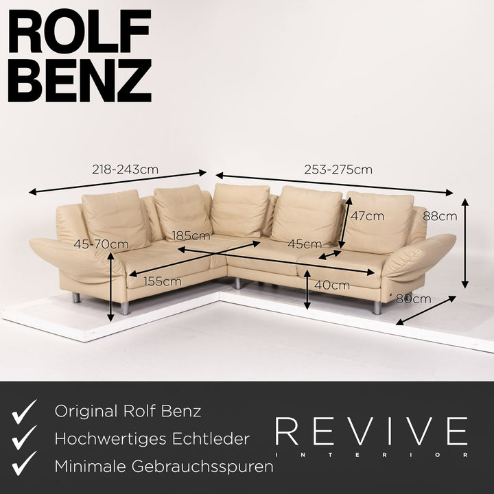 Rolf Benz Leder Ecksofa Beige Sofa Couch #13591