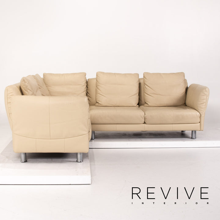 Rolf Benz Leder Ecksofa Beige Sofa Couch #13591