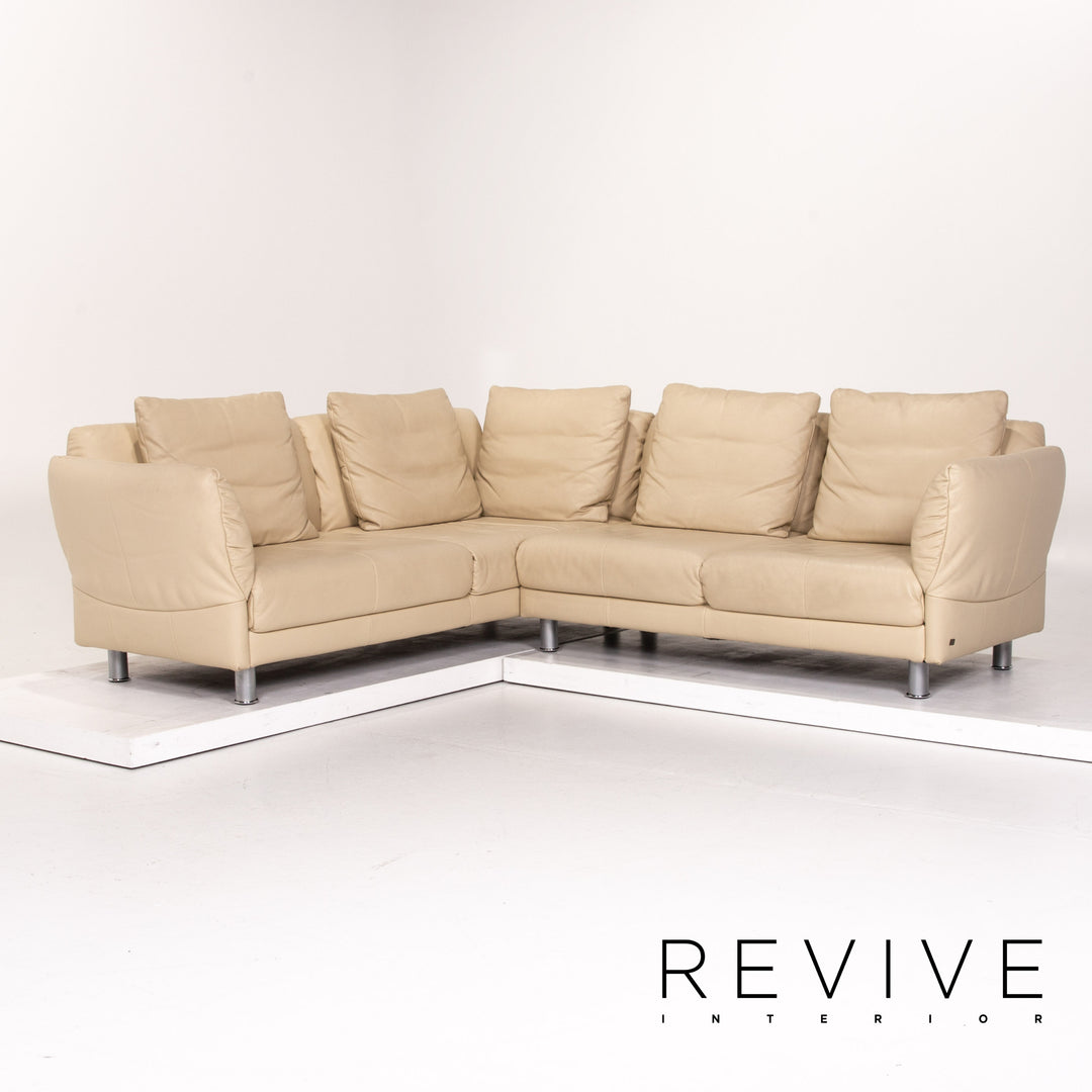 Rolf Benz Leder Ecksofa Beige Sofa Couch #13591