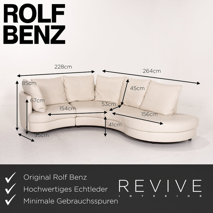 Rolf Benz Leather Corner Sofa Cream Sofa Couch #14393