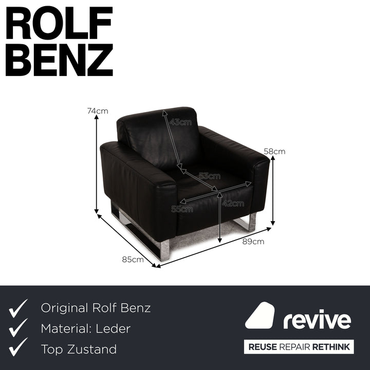 Rolf Benz Leder Sessel Schwarz