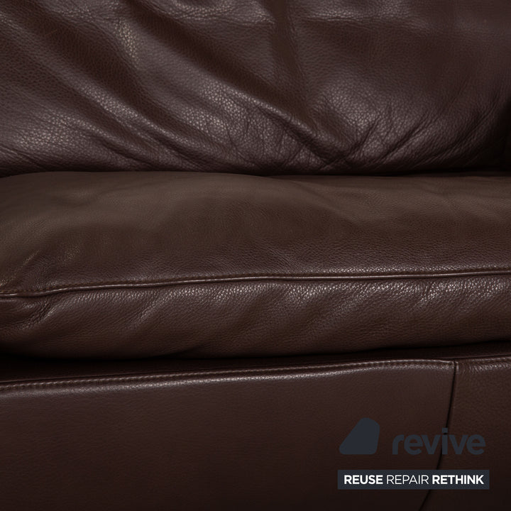 Rolf Benz leather sofa brown three-seater couch