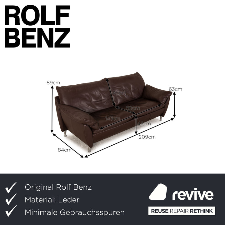 Rolf Benz leather sofa brown three-seater couch