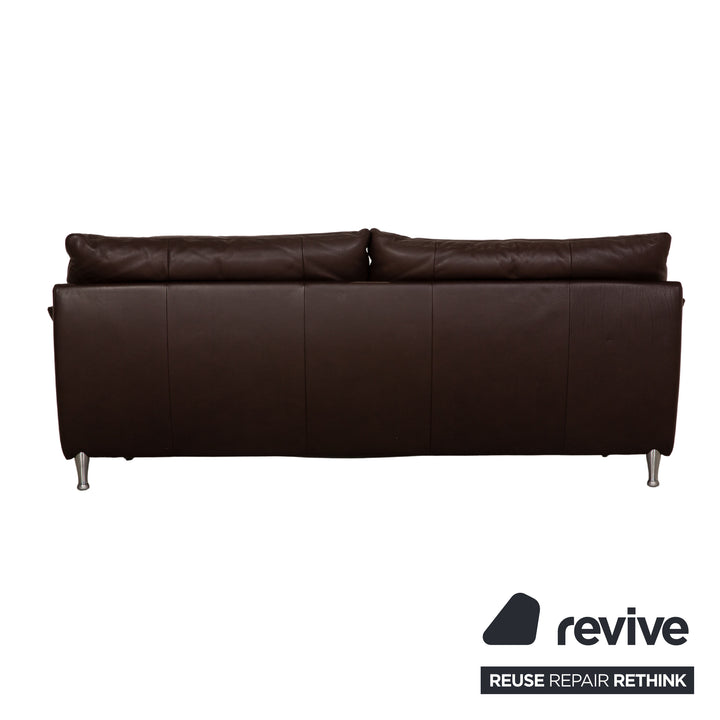 Rolf Benz leather sofa brown three-seater couch