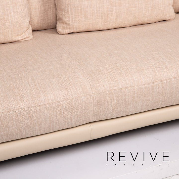 Rolf Benz Leder Sofa Creme Dreisitzer Couch #13210