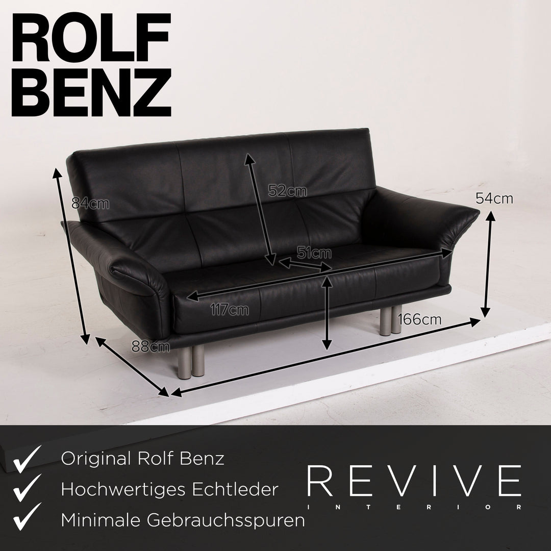 Rolf Benz ensemble de canapé en cuir noir trois places deux places #15224