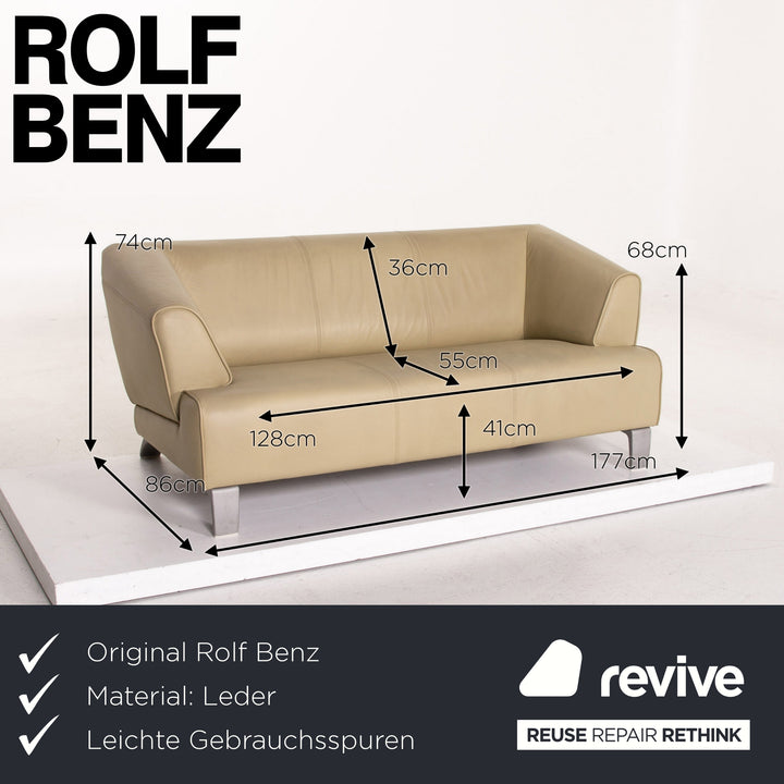 Rolf Benz canapé en cuir vert citron vert canapé deux places #14657