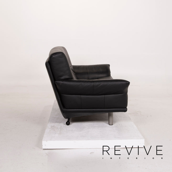 Rolf Benz Leder Sofa Schwarz Dreisitzer #14866