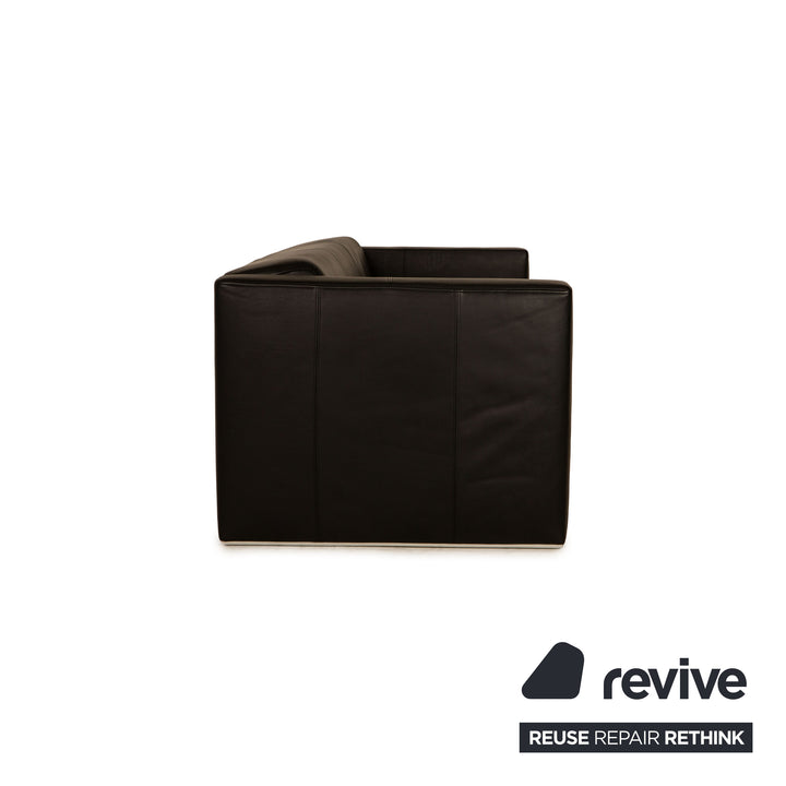 Rolf Benz leather two-seater black sofa couch