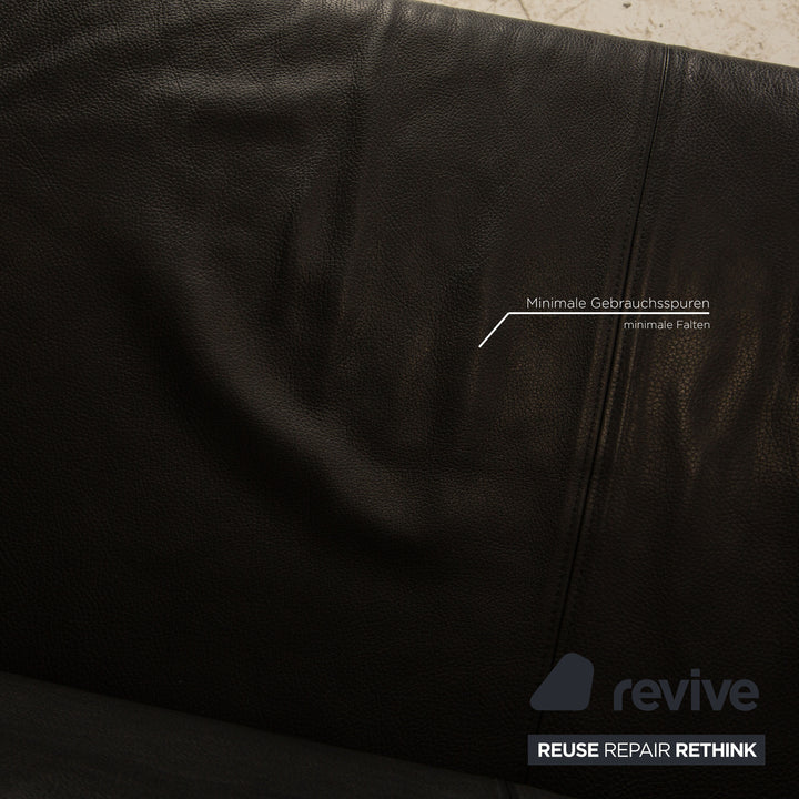 Rolf Benz leather two-seater black sofa couch