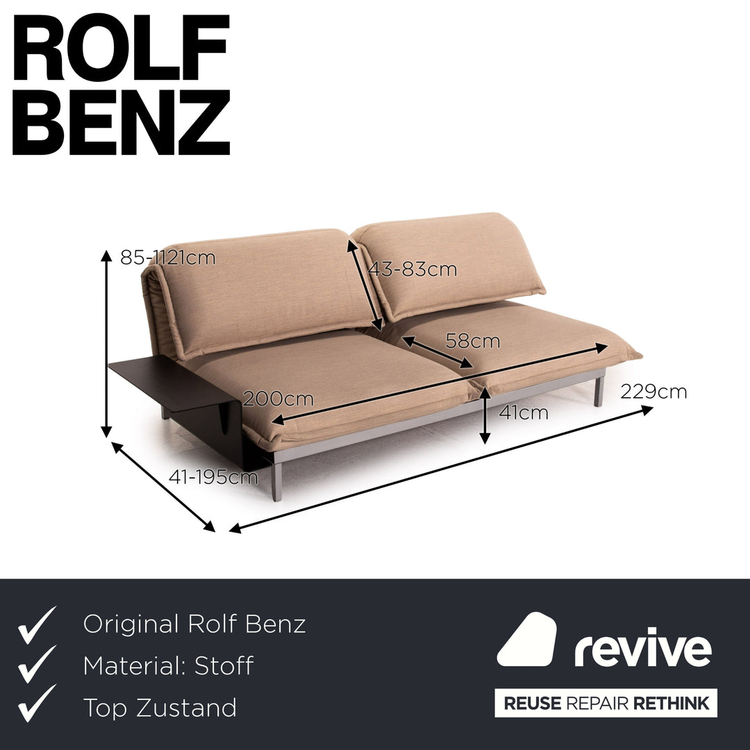 Rolf Benz Nova Stoff Sofa Beige Schlaffunktion Funktion Relaxfunktion Schlafsofa Couch