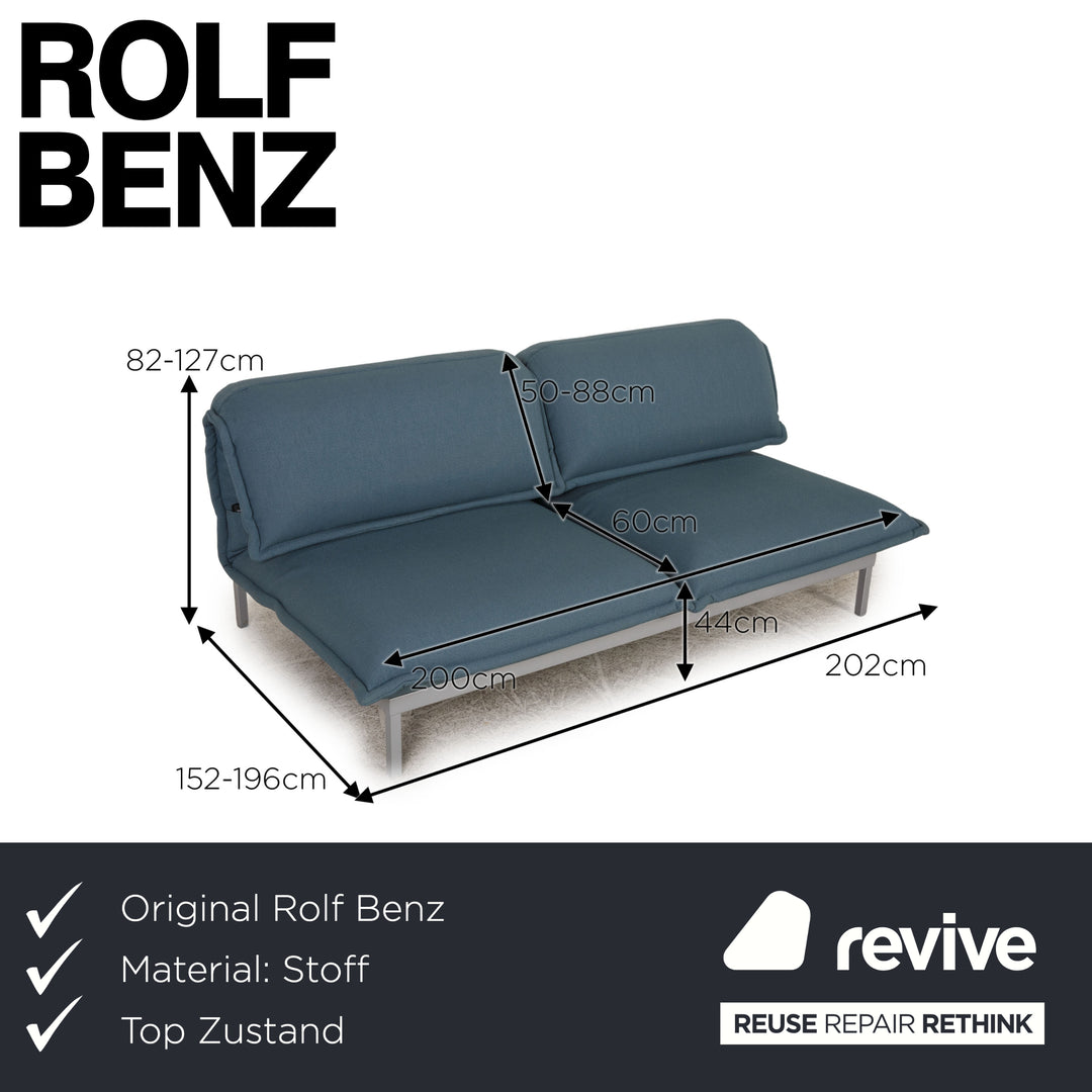 Rolf Benz Nova fabric sofa blue two-seater couch electr. function