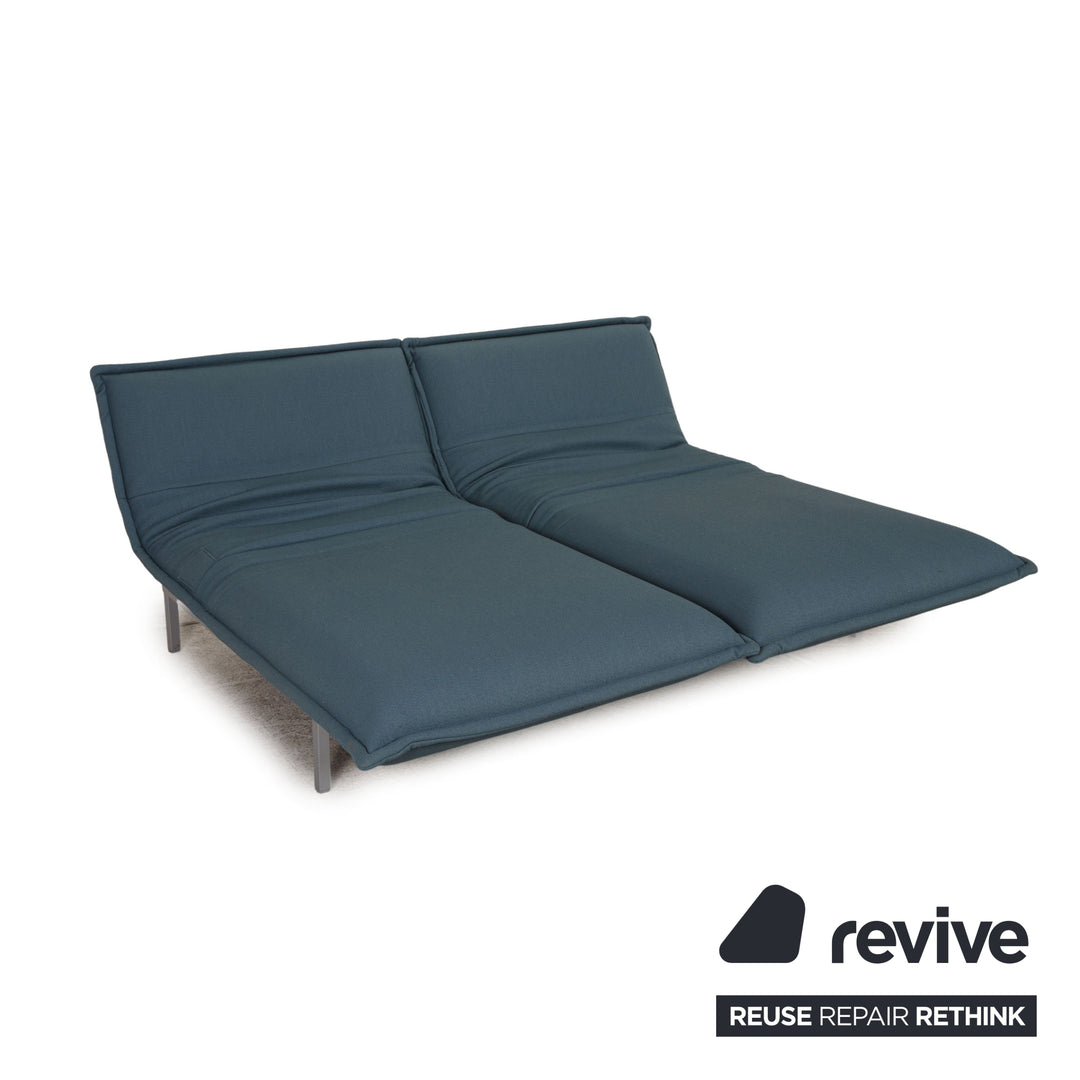 Rolf Benz Nova fabric sofa blue two-seater couch electr. function