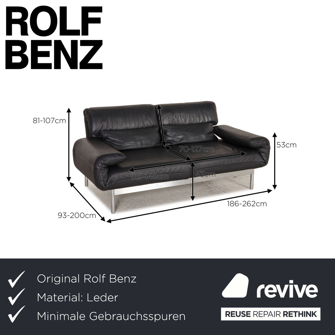 Rolf Benz Plura Leder Sofa Nachtblau Zweisitzer Couch Funktion Relaxfunktion
