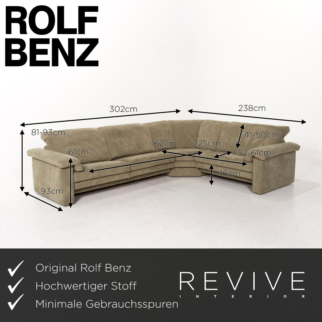 Rolf Benz canapé d'angle en tissu canapé vert canapé #12976