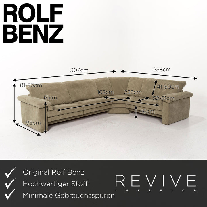 Rolf Benz canapé d'angle en tissu canapé vert canapé #12976