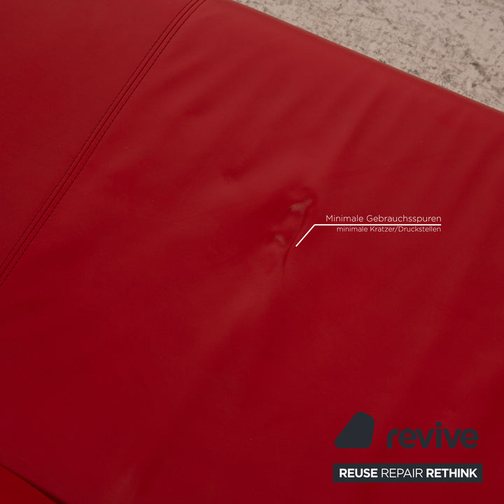 Rolf Benz Vida Leder Dreisitzer Rot Sofa Couch Schlaffunktion